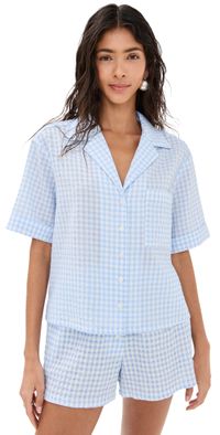 STAUD Gabi Shirt Sky Gingham L
