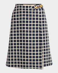Window Check Wool-Blend Skirt