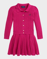 Girl's Polo Cardigan & Skirt Set, Size 2-6X