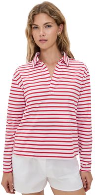 Addison Bay Mulberry Long Sleeve Tee Super White/Poppy Stripe S
