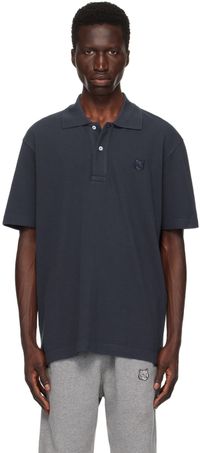 Maison Kitsuné Polo bleu marine à logo de renard