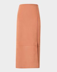 Nubuck Leather Midi Pencil Skirt