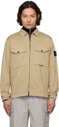 Stone Island Beige Organic Stretch Cotton Satin Jacket