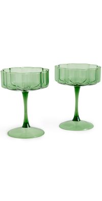 FAZEEK Wave Coupe Glasses Set of 2 Green One Size