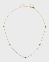 18K Yellow Gold 5-Station Emerald Necklace