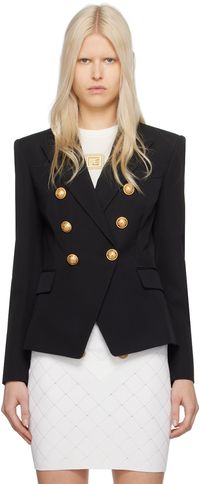 Balmain Veston noir à revers cranté