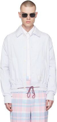 Thom Browne Blue Striped Bomber Jacket