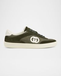 Men's G75 Suede and Guccissima Nylon T-Toe Sneakers