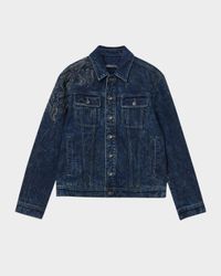 Men's Anthony Embroidered Denim Trucker Jacket