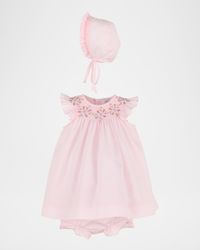 Girl's Classical Diamond Smock Bishop Dress, Size 12M-24M