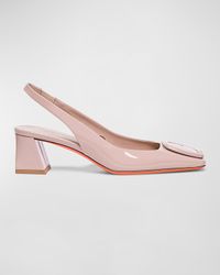 Lemon Patent Buckle Slingback Pumps