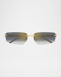 Rimless Metal Rectangle Sunglasses