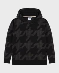 Boy's Houndstooth-Print Hoodie, Size 4-5