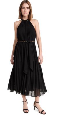 Zimmermann Sunray Pleat Midi Dress Black 1