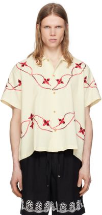HARAGO Off-White Dainty Embroidered Shirt