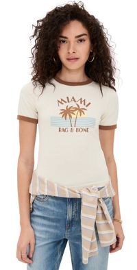 rag & bone Rib Miami Ringer Tee Chalk XXS