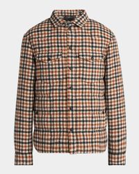 Men's Check Wool Padded Shirt Jacket