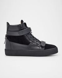 Men's Ru50040 Leather and Suede Zip High-Top Sneakers