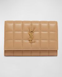 YSL Monogram Flap Small Wallet in Quilted Smooth Leather
