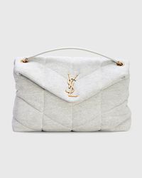 Lou Puffer Medium YSL Shoulder Bag in Quilted Jersey