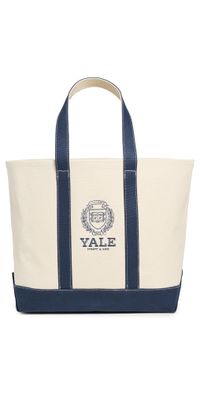 Sporty & Rich Yale Crest Tote Bag Natural/Dark Navy One Size