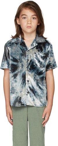 BO(Y)SMANS Kids Blue Velvet Short Sleeve Shirt