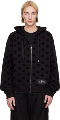 Dolce&Gabbana Pull à capuche noir à glissière