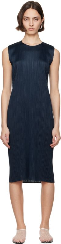 PLEATS PLEASE ISSEY MIYAKE Navy Monthly Colors April Midi Dress