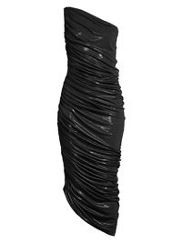 Women's Diana Metallic Ruched One-Shoulder Gown - Black - Size Large