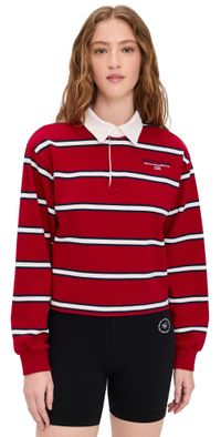 Sporty & Rich S & R Nautical Rugby Polo Ruby/Dark Navy/White L