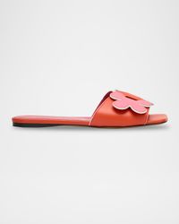 Flower Leather Slide Sandals