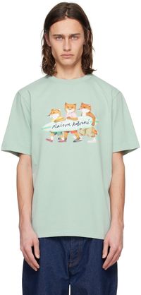 Maison Kitsuné T-shirt vert à image à logo
