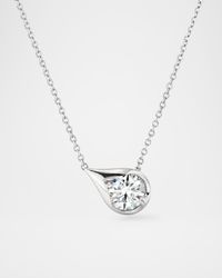 18K White Gold LU Diamond Droplet Pendant Necklace
