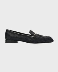 Raffia Metal-Strap Easy Loafers