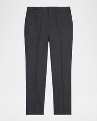 Men's Wool Twill Flat-Front Trousers