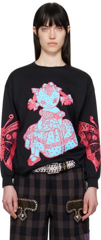 Chopova Lowena Black Dotty Oversized Jersey T-shirt