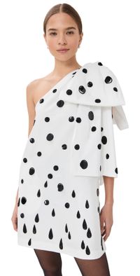 Bernadette Winnie Short Dress Black Polka Rain Emb/Ivory 34