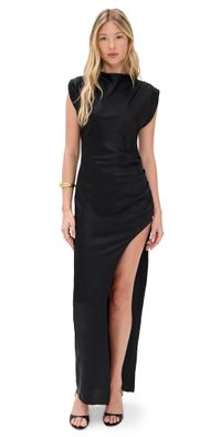 Amanda Uprichard Biella Silk Maxi Dress Black L