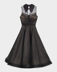 Charlotte Metallic Speckled Illusion Midi Dress