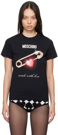 Moschino Black Heart Safety Pin T-Shirt