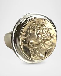 Mixed Metal Coin Ring with Solid Sterling Silver Base