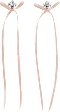 Simone Rocha Silver & Pink Victorian Bow Ribbon Stud Earrings