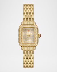 Deco Madison Mini 18K Yellow Gold-Plated Stainless Steel Diamond Pavé Watch - Exclusive