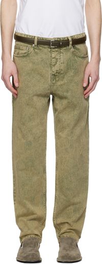 AMI Paris Green Cotton Tapered Fit Jeans