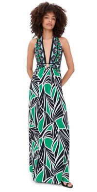 Ramy Brook Rayna Dress Bright Palm Combo S
