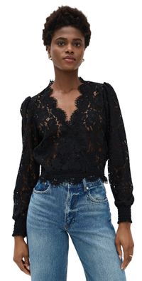 Generation Love Kairi Lace Wrap Blouse Black XS