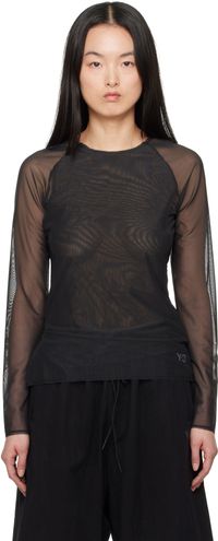 Y-3 Black Mesh Fitted T-shirt