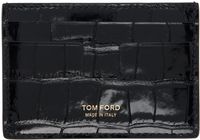 TOM FORD Porte-carte lustré noir gaufré façon croco à pince à billets