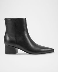 Leonna Leather Block-Heel Ankle Booties