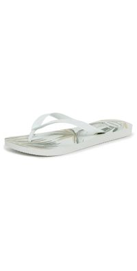 Havaianas Top Aloha Flip Flops White/White/Green Olive 13